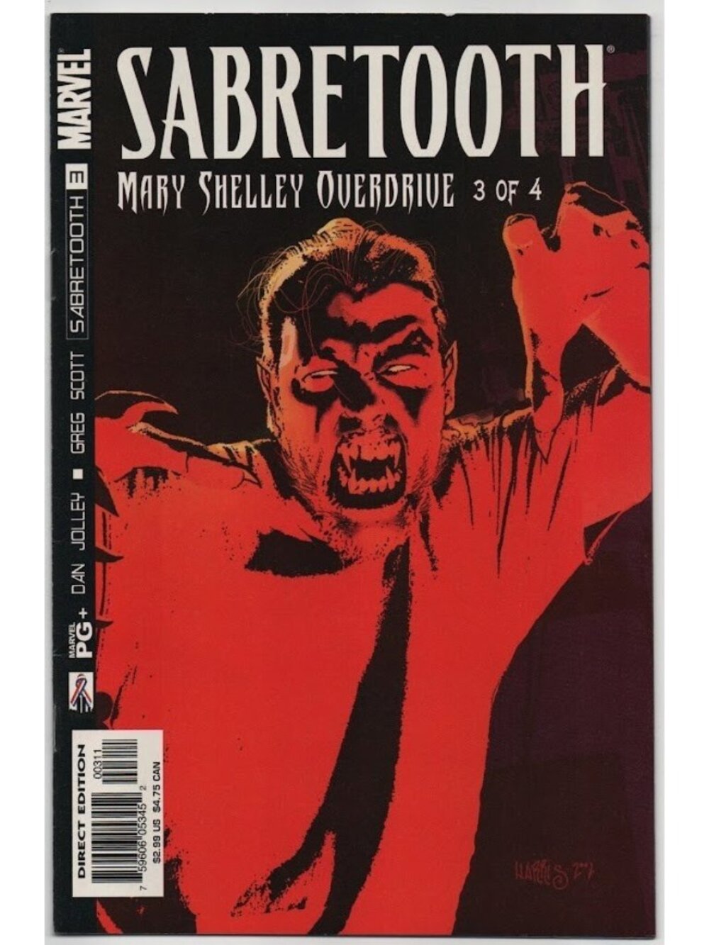 Sabretooth Mary Shelley Overdrive 3 Marvel Comics 2002 VF 8.0